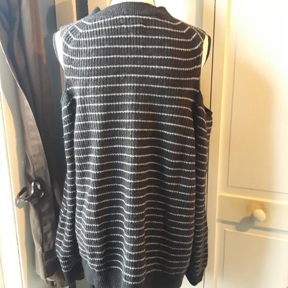 Wool Cashmere Cold Shoulder Striped Sweater Size 1X - Picture 3 of 9